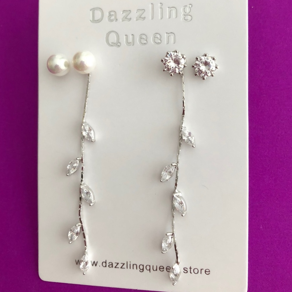 Crystal or Pearl dropped earrings
